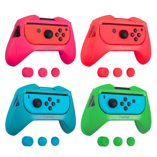 4 Pack Controller Thumb Grips Compatible with Nintendo Switch Joy-Con Controllers, Blue, Red, Pink, Green